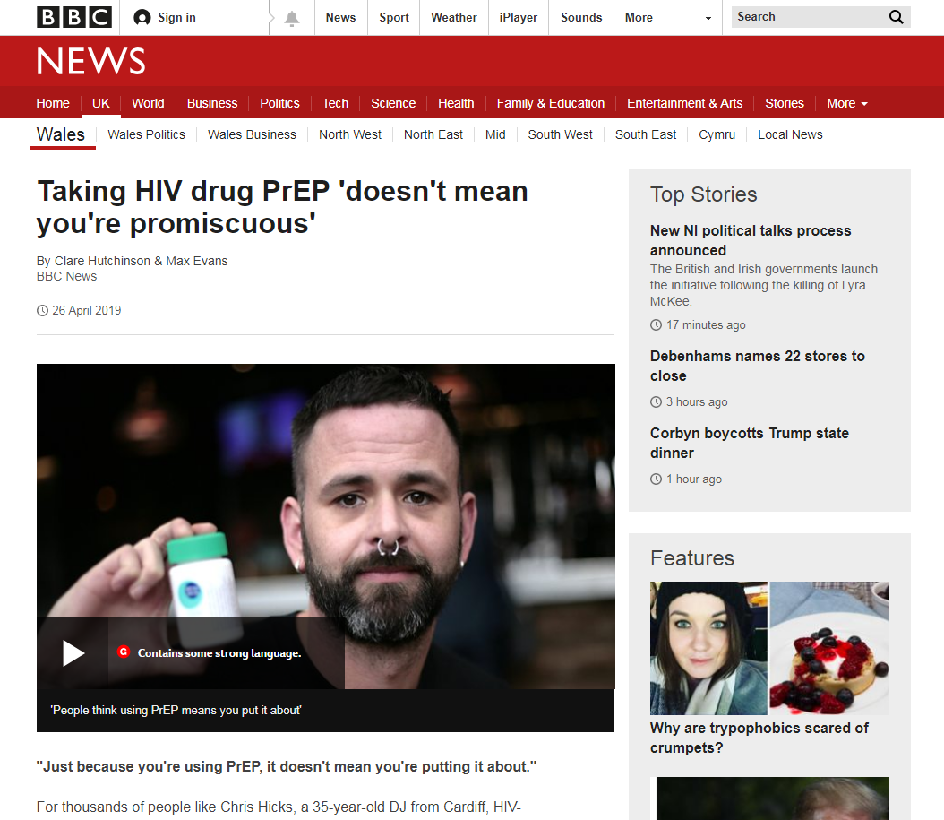 BBC article about PrEP and HIV